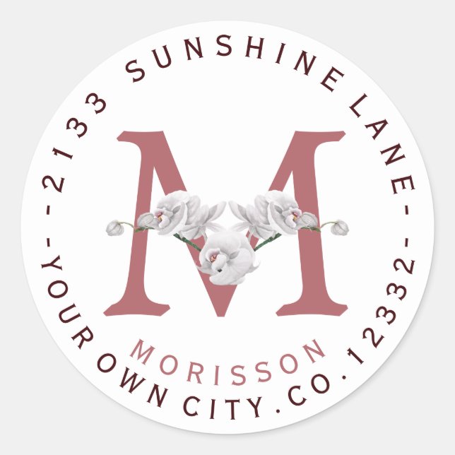 Fleurs d'orchidées blanches Étiquette de adresse c (Devant)