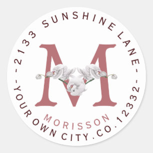 Fleurs d'orchidées blanches Étiquette de adresse c