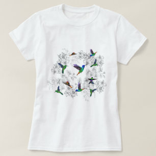 Fleurs d'orchidées T-shirt colibris