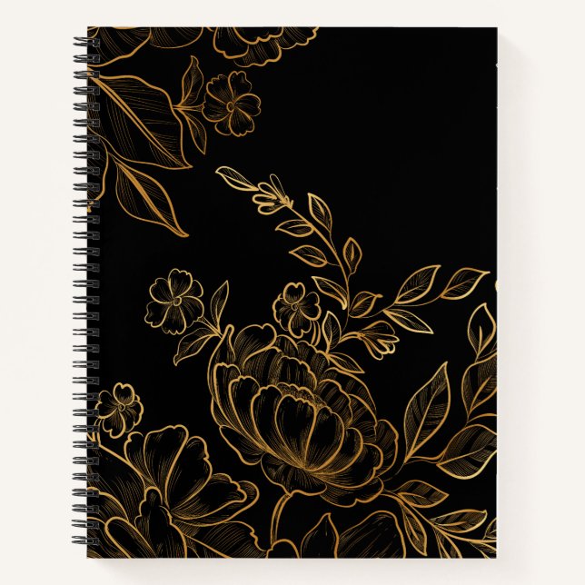 fleurs dorées carnet foncé (Devant)