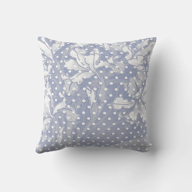 Fleurs douces Art Nouveau sur Coussin à pois (Verso)