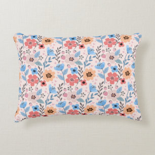Fleurs douces et petits coeurs Accent Coussin