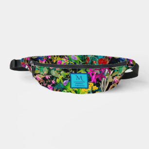 Fleurs douces feuille coloré motif monogramme