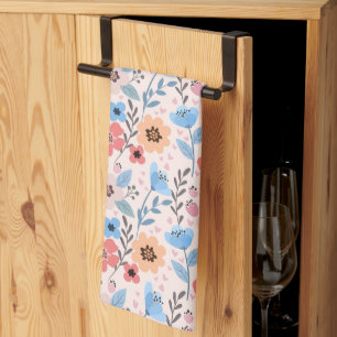Fleurs douces & Petits Coeurs Serviette de cuisine