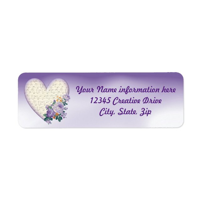 Fleurs du coeur Notes musicales Violet Adresse de  (Devant)