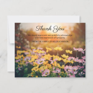 Fleurs du jardin Funeral Merci Note Card