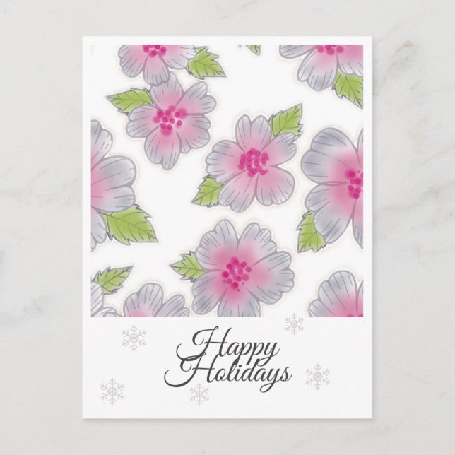 Fleurs Élégance Joyeuses Vacances Carte d'annivers (Devant)