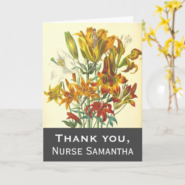 Fleurs, Élégante Carte de remerciements infirmière (Fleur jaune)