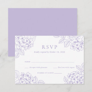 Fleurs Élégantes Carte de Réponse Mariage Hortensi