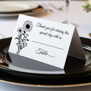 Fleurs Élégantes de Prairie Noir et Blanc Mariage