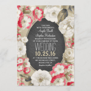 fleurs élégantes mignonne invitation de mariage vi