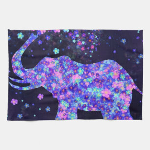 Fleurs Eléphant Serviette de cuisine