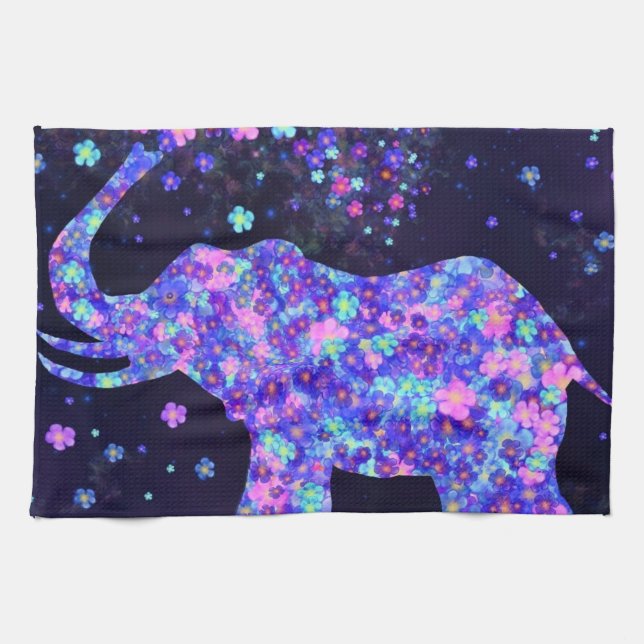 Fleurs Eléphant Serviette de cuisine (Horizontal)