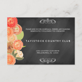 Fleurs en cascade sur tableau noir Carte de récept