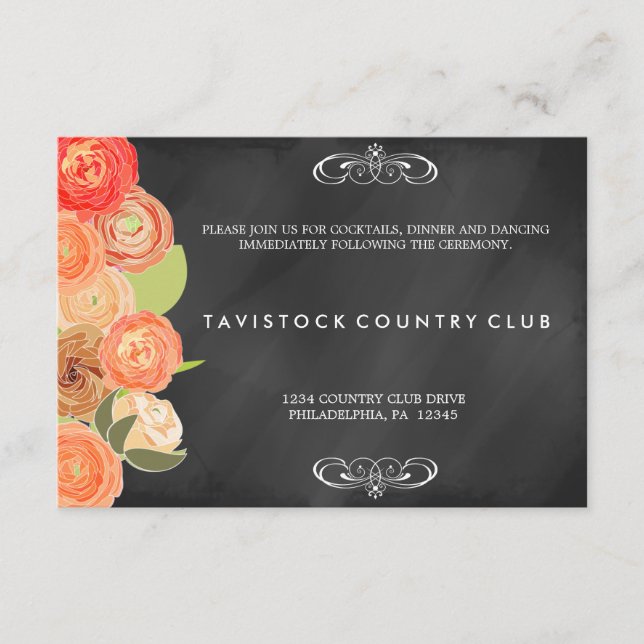 Fleurs en cascade sur tableau noir Carte de récept (Devant)