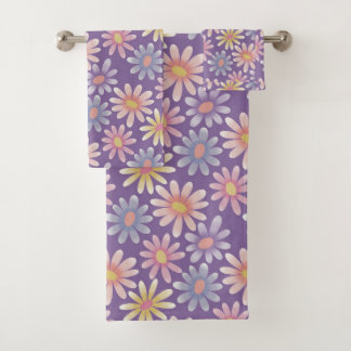 Fleurs en couleurs pastel sur violet