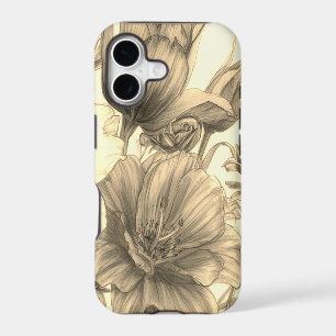 Fleurs en fleurs de couleur beige sur un iPhone