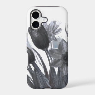 Fleurs en fleurs noires et blanches sur un iPhone