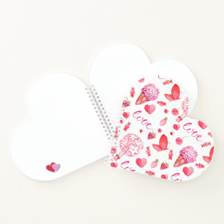 Fleurs en forme de coeur et Carnet spirale d'amour