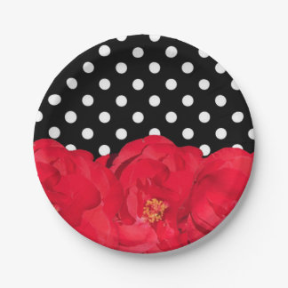 Fleurs et assiettes Pois