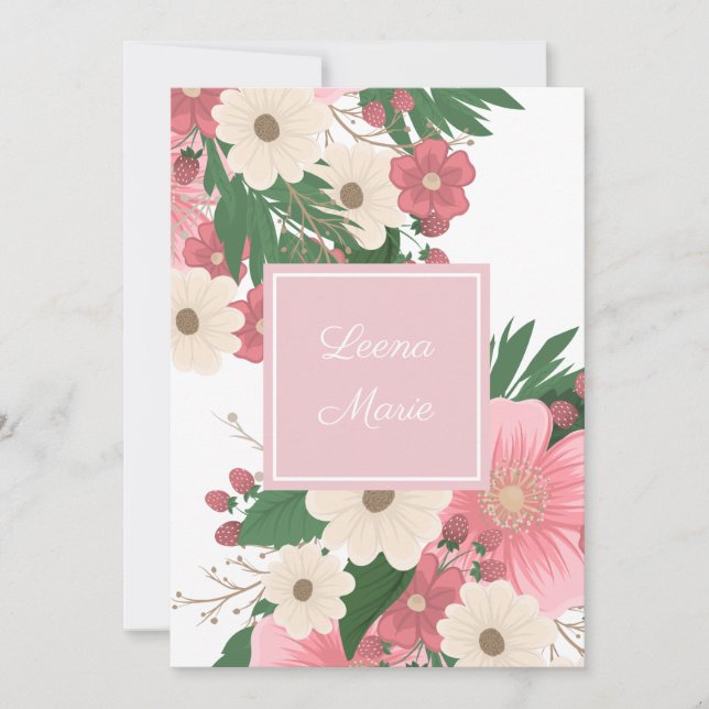 Fleurs et baies Invitation d'anniversaire (Devant)