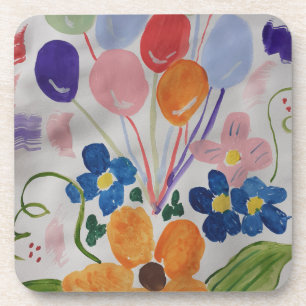 Fleurs et ballons Dessous de verre en plastique du