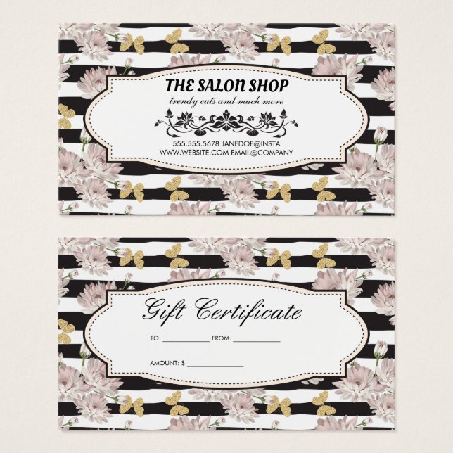 Fleurs et bandes | Parties scintillant Papillons L (Devant & derrière)