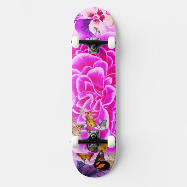 FLEURS ET BUTTERFLITS ROSE DU SKATEBOARD (Recto)