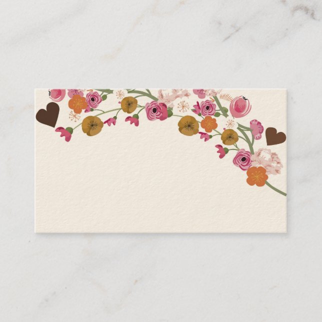 Fleurs et carte de visite japonais de coeurs (Devant)