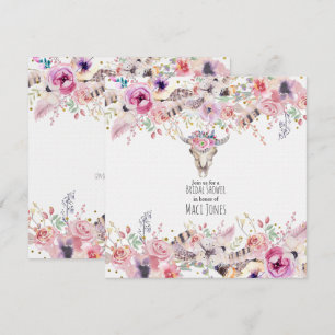 Fleurs et crâne de vache Invitation Rustique Campa