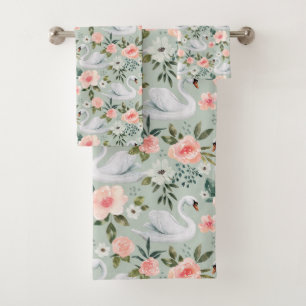 Fleurs et cygnes peints