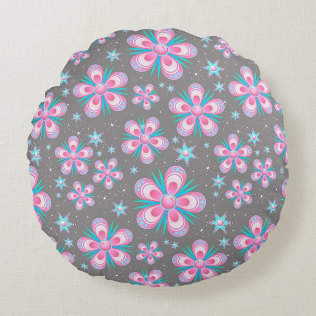 fleurs et étoiles autour coussin (Devant)