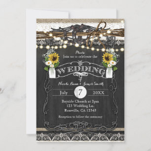 Fleurs et fer à cheval rustiques Invitations de ma