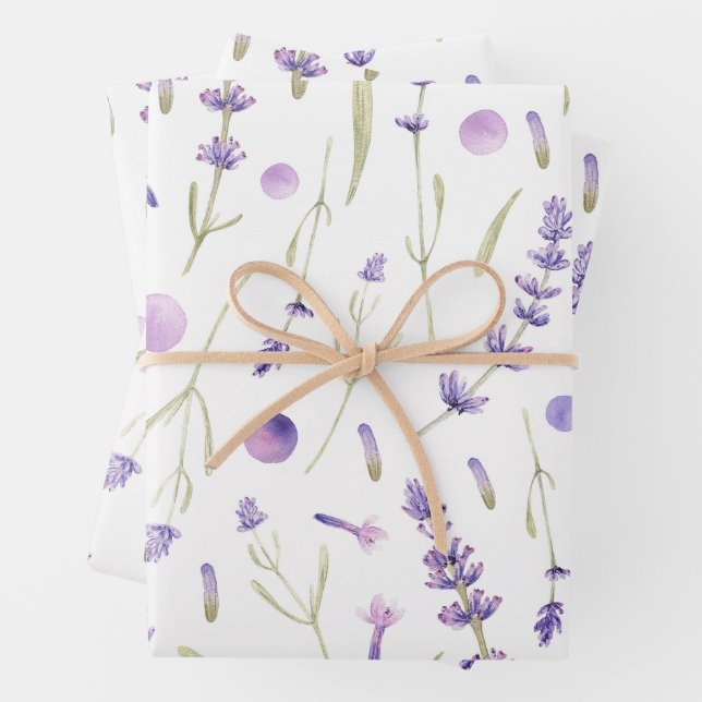 Fleurs et Feuilles de lavande aquarelle (En situation)