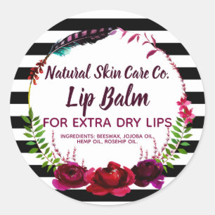 Fleurs Et Grandes Tentures Lip Balm Étiquettes D'