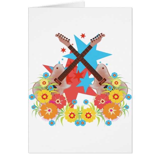 Fleurs et guitares roses (Devant)