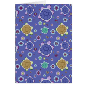Fleurs et motif de tortue de coeurs