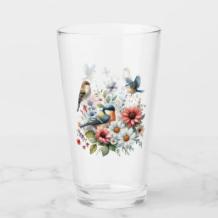Fleurs Et Oiseaux Boire Du Verre
