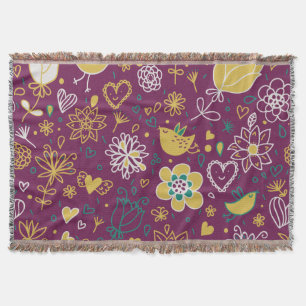 Fleurs et oiseaux Whimsical Jeter la couverture
