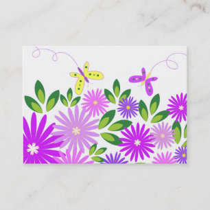 Fleurs et papillons - carte de visite