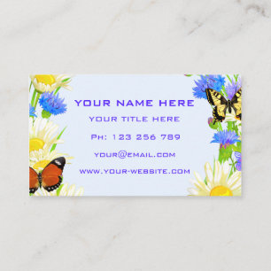 Fleurs et papillons Carte de visite Design frais