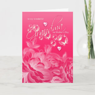 Fleurs et papillons de la carte mère de grand-mère