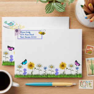 Fleurs et papillons Enveloppe personnalisée