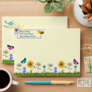 Fleurs et papillons Enveloppe personnalisée