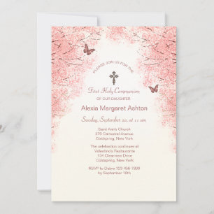 Fleurs et papillons Invitation religieuse