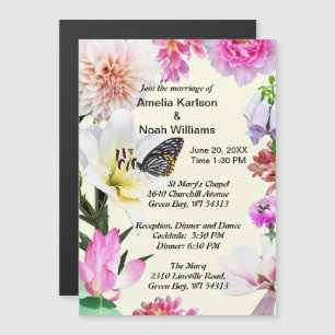 Fleurs et papillons Mariages Invitation magnétique
