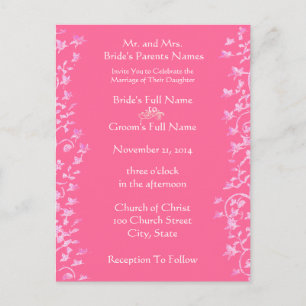 Fleurs et perles roses faire-part de mariage