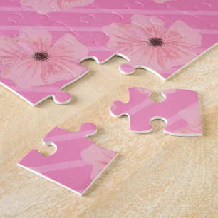 Fleurs Et Rayures Roses Puzzle