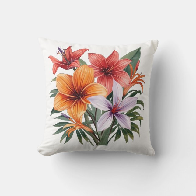 Fleurs Exotiques – Bouquet Tropical Coussin (Recto)
