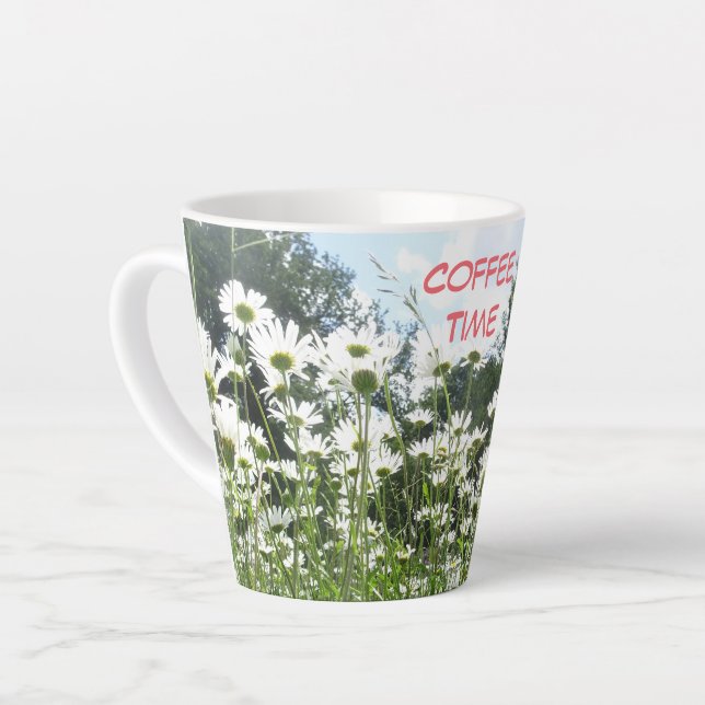 Fleurs Faisées Café Poussière Temps. Tasse latte (Angle gauche)